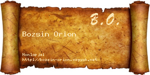 Bozsin Orion névjegykártya